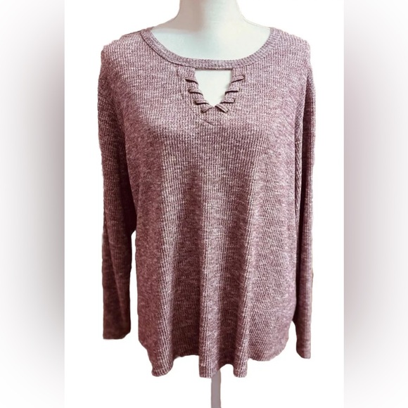 Democracy Tops - Democracy Womens Sweater Long Sleeve Purple Size 2X Soft Lightweight Office Vaca